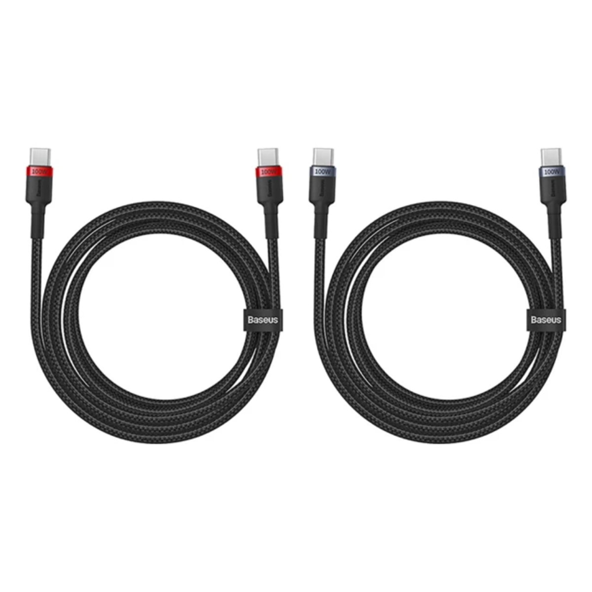 Кабель Baseus Cafule Charging Cable USB-C to USB-C 100W 1m 2pcs Red Black+Grey Black