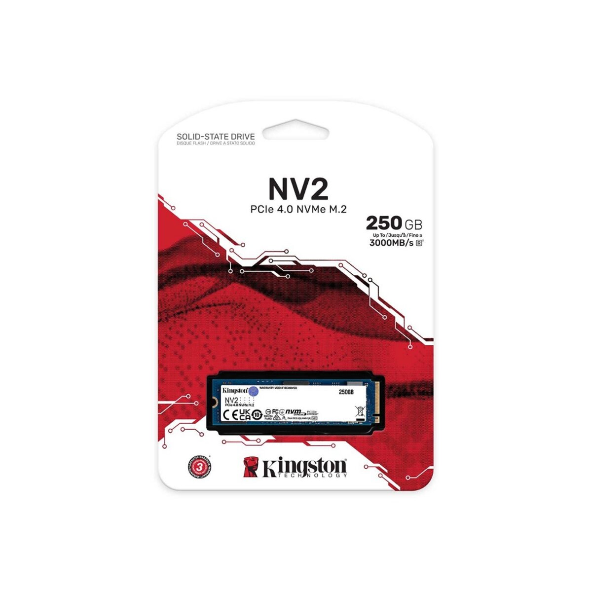 SSD M.2 Kingston NV2 250GB NVMe 2280 PCIe 3.0 x4 3D NAND