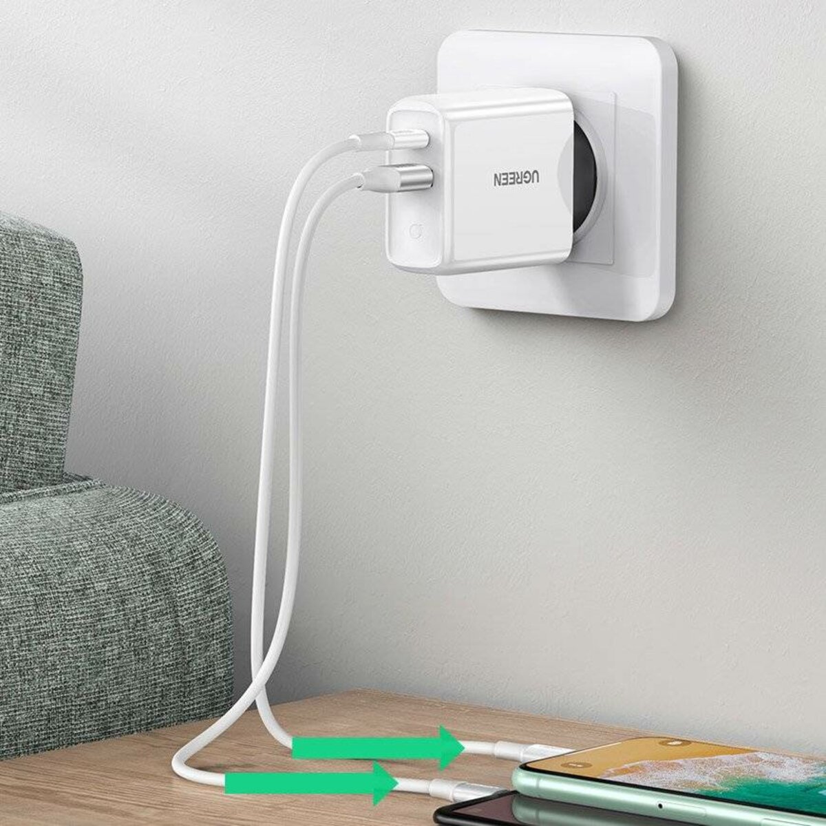 Зарядний пристрій UGREEN CD170 38W USB-C Wall Charger EU (White) (UGR-60468)