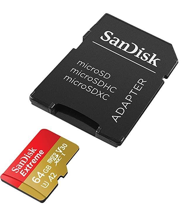 Карта пам'яті microSDXC (UHS-1 U3) SanDisk Extreme A2 64Gb class 10 V30 (R170MB/s,W80MB/s) (adapter SD)
