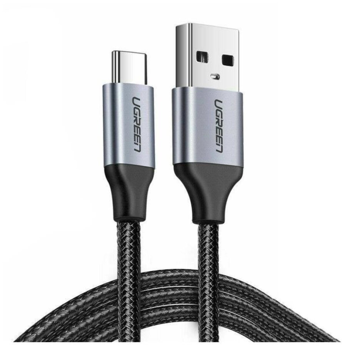 Кабель UGREEN US288 USB-A 2.0 to USB-C Cable Nickel Plating Aluminum Braid 2m (Black) (UGR-60128)