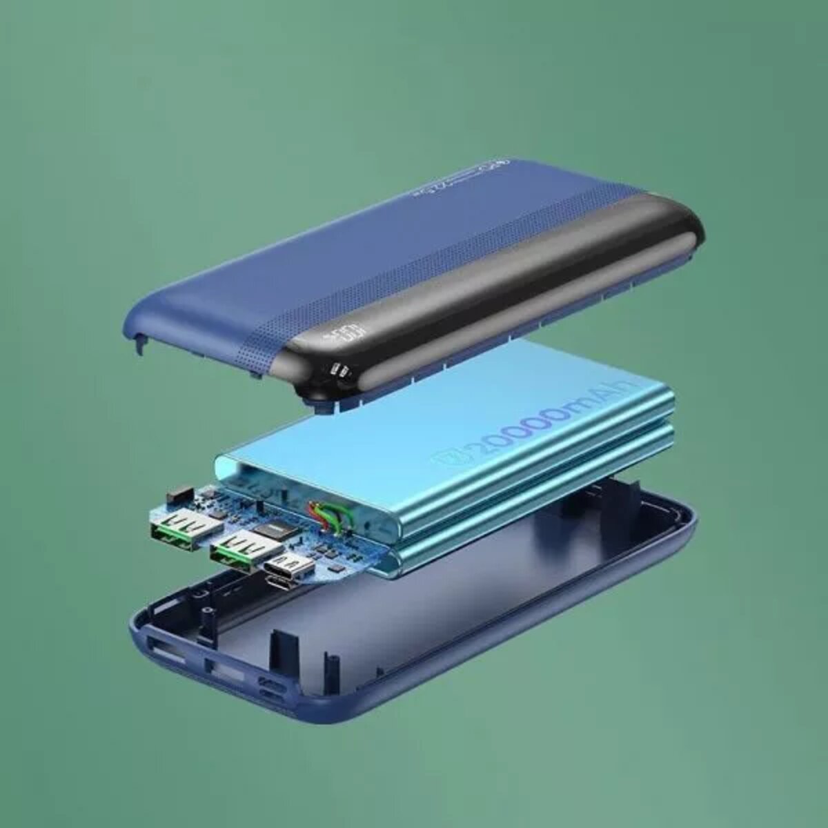 Зовнішній акумулятор REMAX Kiren Series PD20W+QC22.5W Fast Charging Power Bank  20000mAh RPP-180 Blue