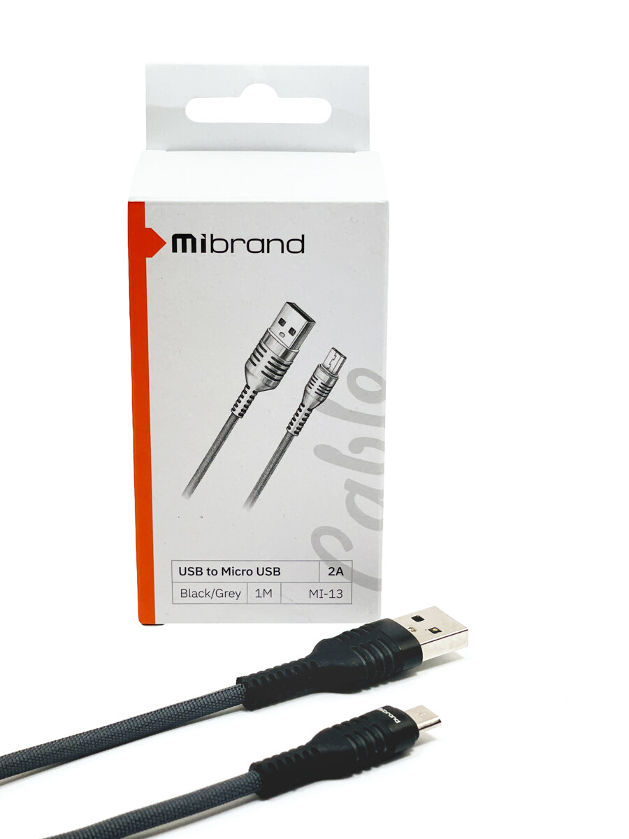 Кабель Mibrand MI-13 Feng World Charging Line USB for Micro 2A 1m Black/Grey