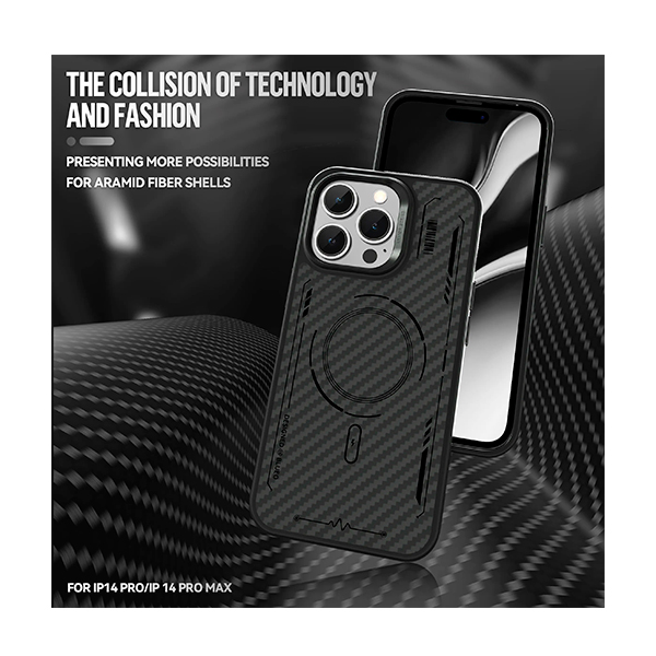 Чохол Blueo Punk Armor Magnetic Aramid Fiber Phone Case for iPhone 14 Pro with MagSafe Black