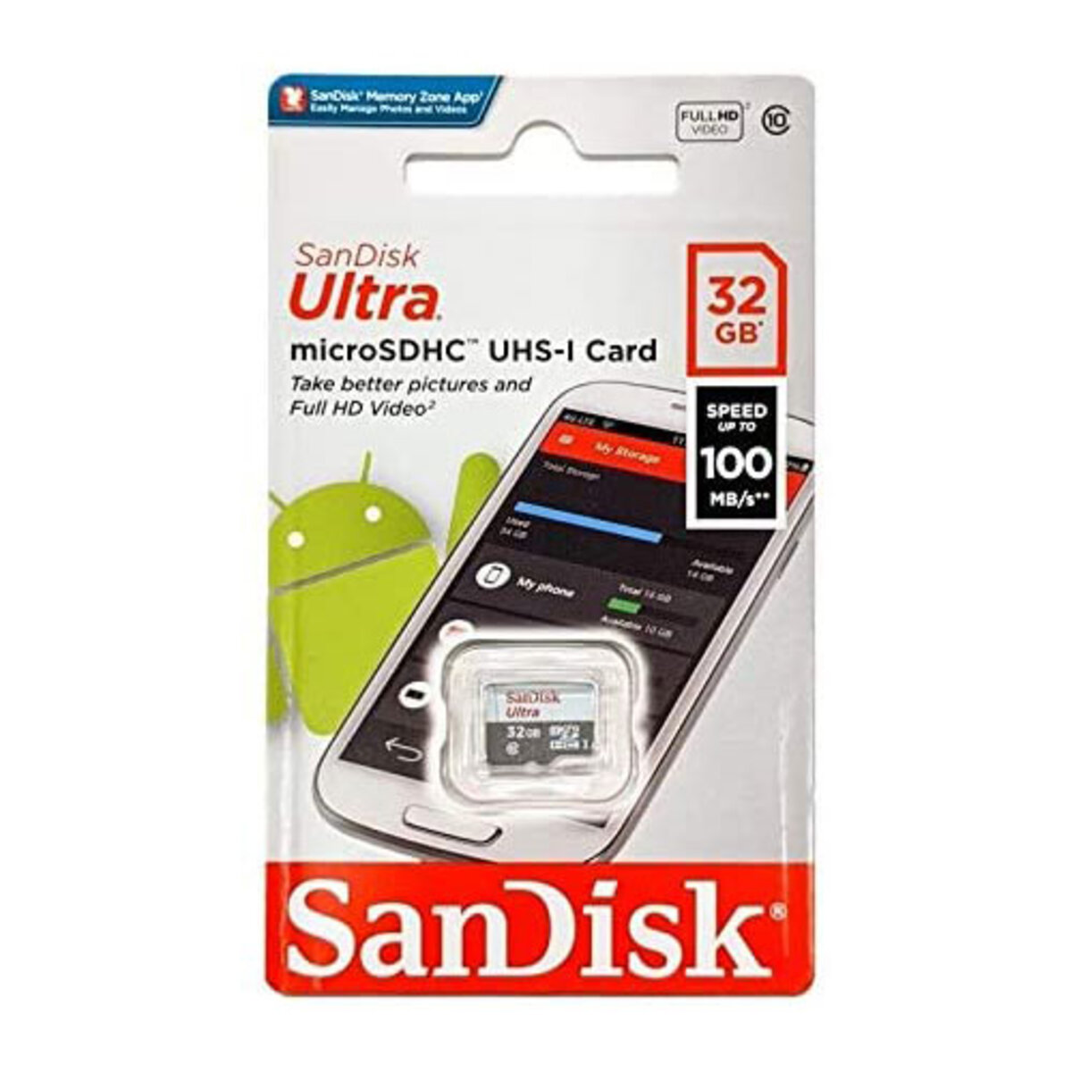 microSDHC (UHS-1) SanDisk Ultra 32Gb class 10 A1 (100Mb/s)