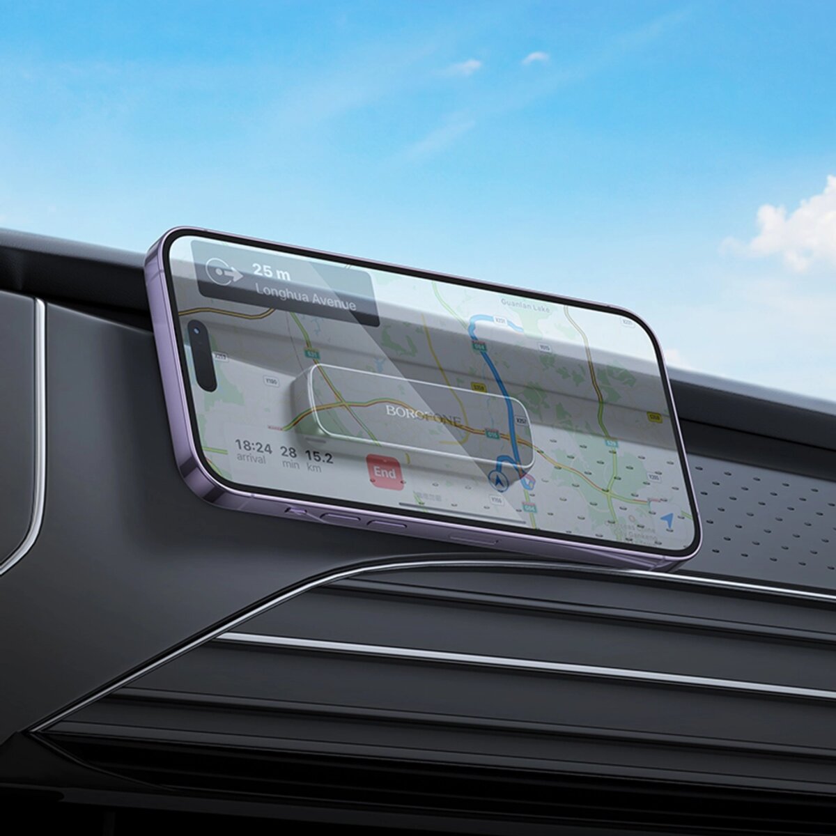 Автотримач для телефона BOROFONE BH121 Eternal magnetic car holder Black Gray