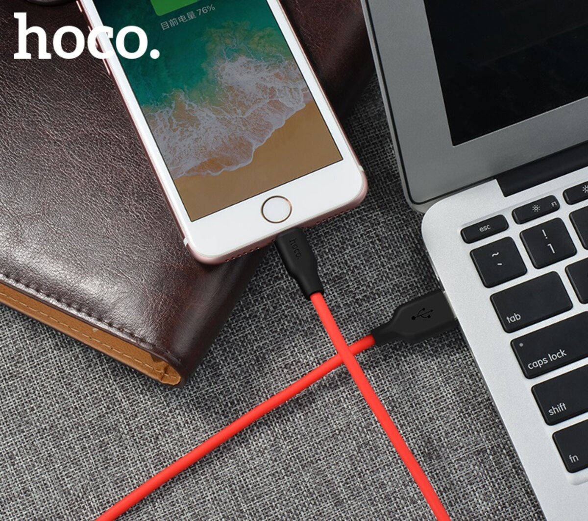Кабель HOCO X21 USB to iP 2A, 1m, silicone, TPE connectors, Black+Red