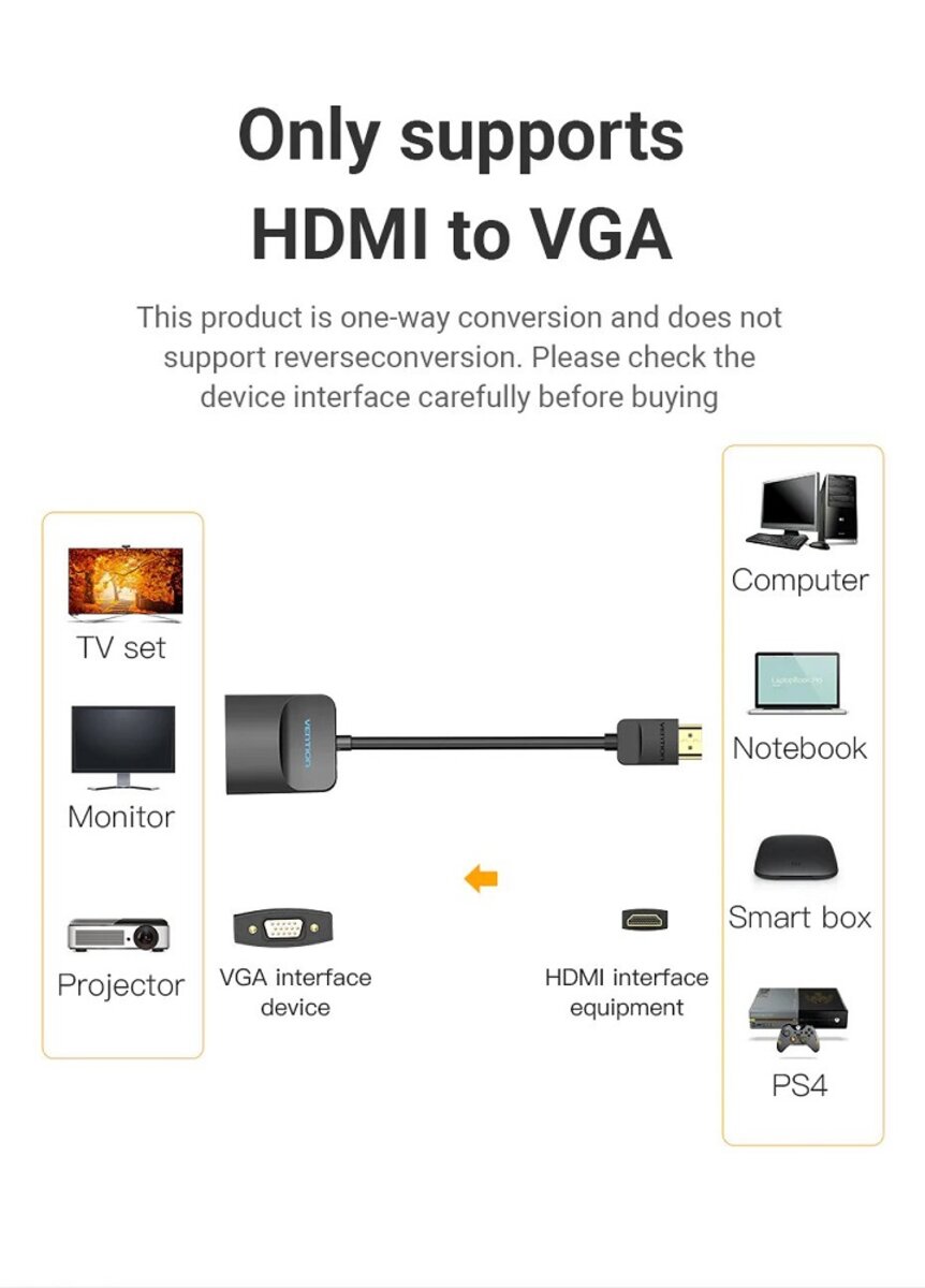 Адаптер  Vention Adapter HDMI M to VGA F (42154)