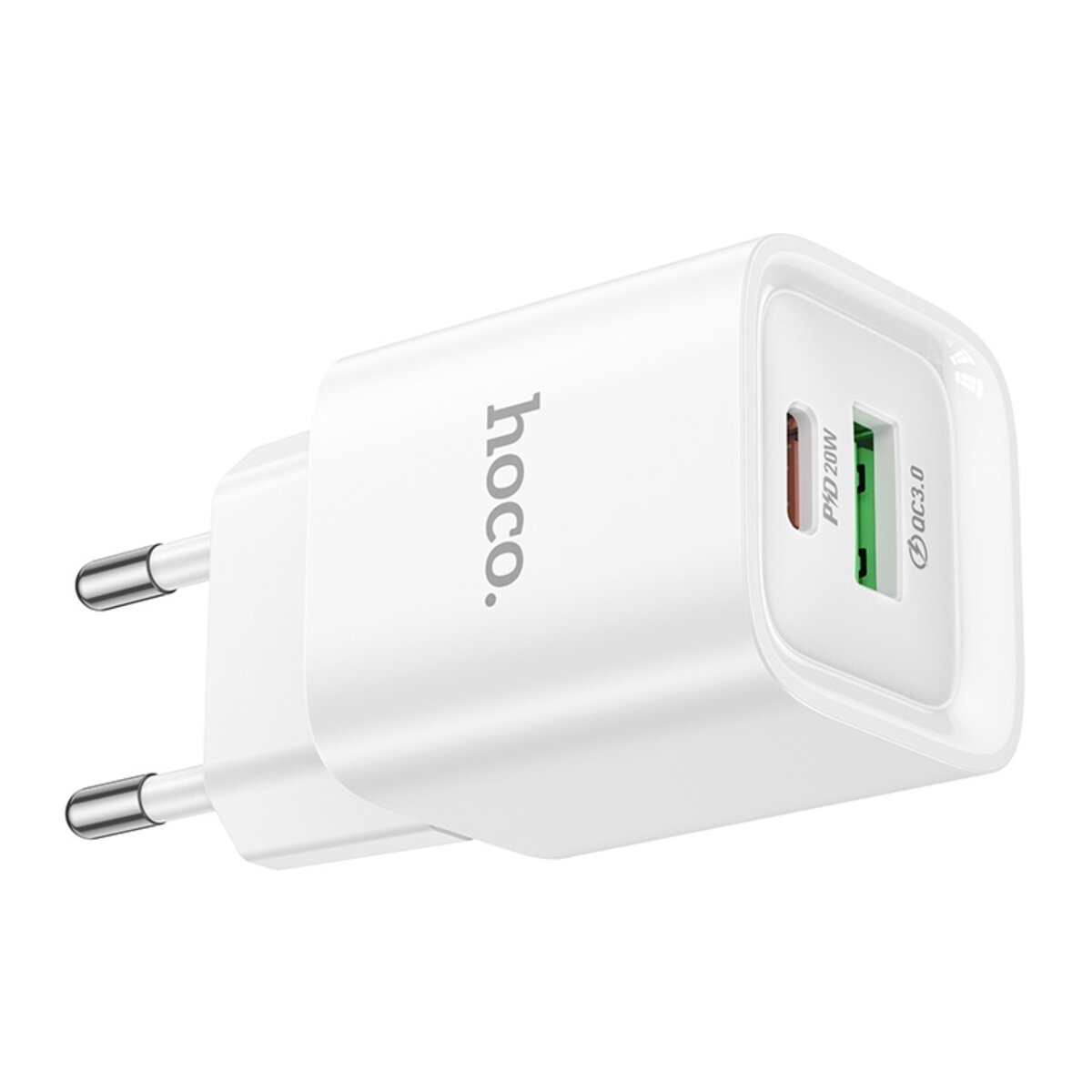 Мережевий зарядний пристрій HOCO C147A Charm PD20W+QC3.0 charger (EU) White