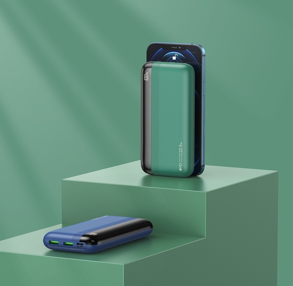 Зовнішній акумулятор REMAX Kiren Series PD20W+QC22.5W Fast Charging Power Bank  20000mAh RPP-180 Blue