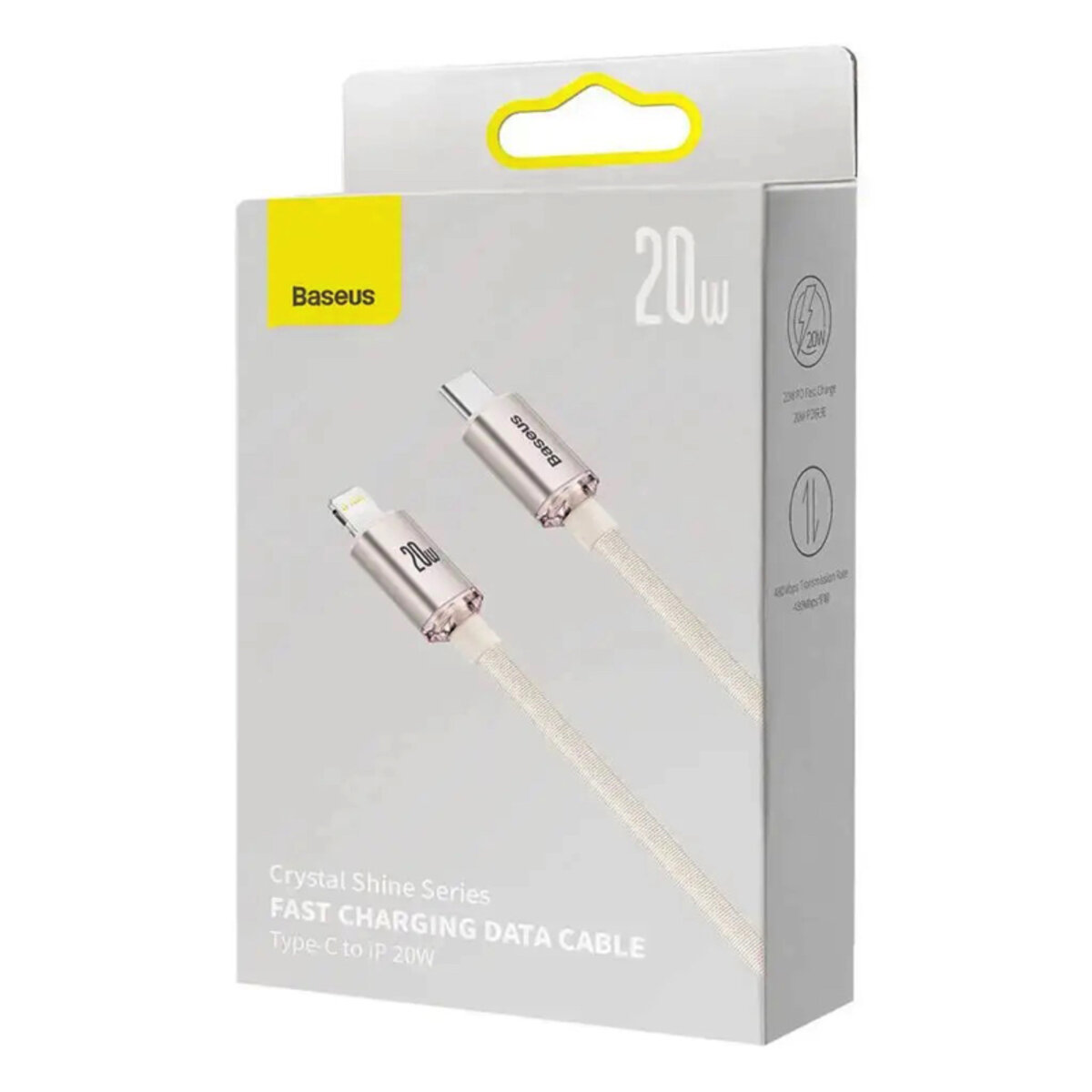 Кабель Baseus Crystal Shine Series Fast Charging Data Cable Type-C to iP 20W 2m Pink