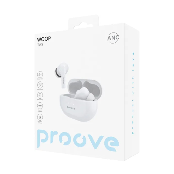 Bluetooth Навушники Proove Woop TWS with ANC (White)