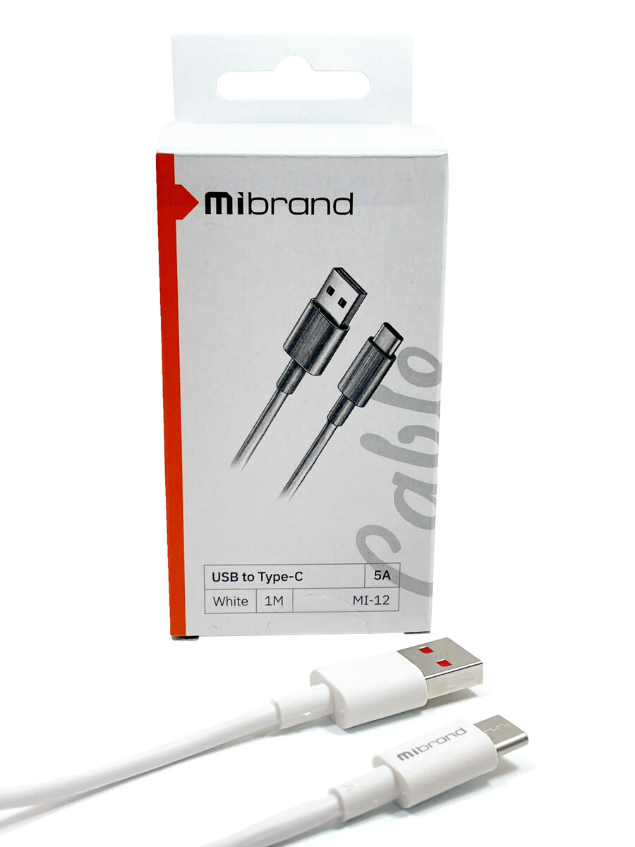 Кабель Mibrand MI-12 High Current Charging Line USB for Type-C 5A 1m White