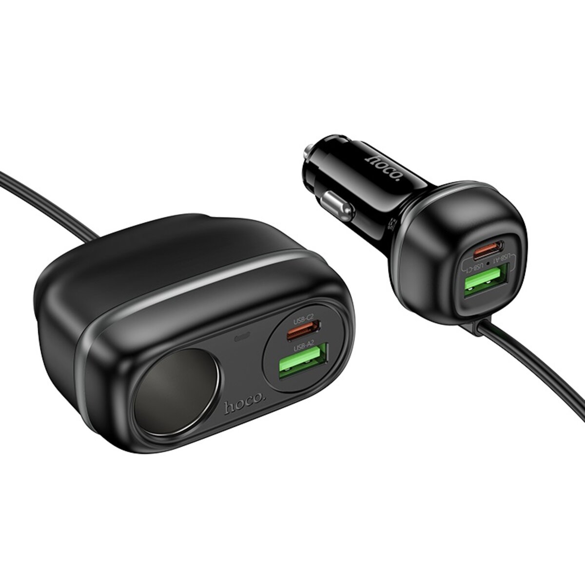 Автомобільний зарядний пристрій HOCO Z59A Rank 96W(2C2A) cigarette lighter slot car charger Black