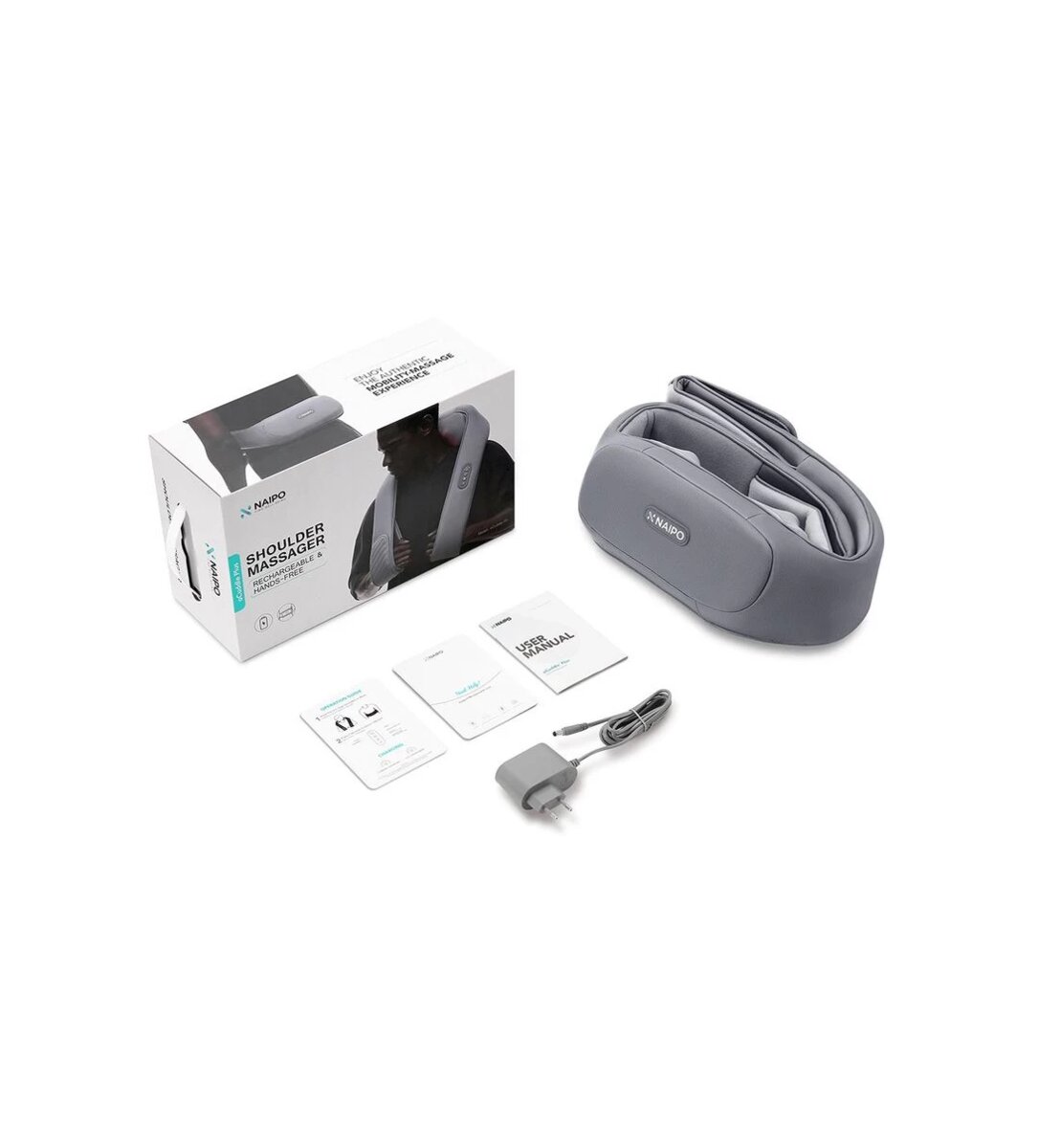 Масажер NAIPO oCuddle Plus Shiatsu Rechargeable Massager для плечей та шиї з вібрацією та додатковою функцією масажу Шиатцу; модель - oCuddle-P1