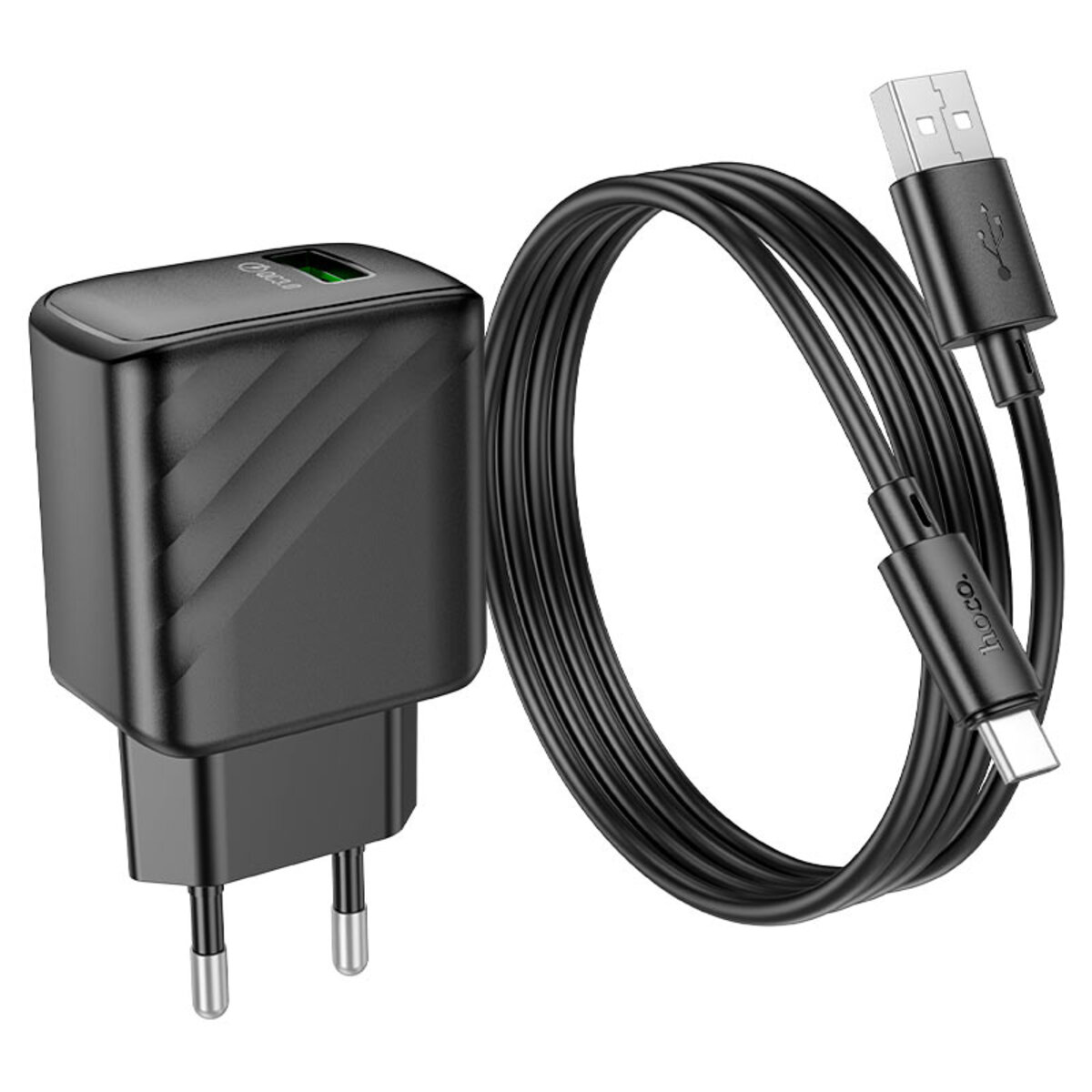 Мережевий зарядний пристрій HOCO CS21A Rich single port QC3.0 charger set (Type-C)(EU) Black