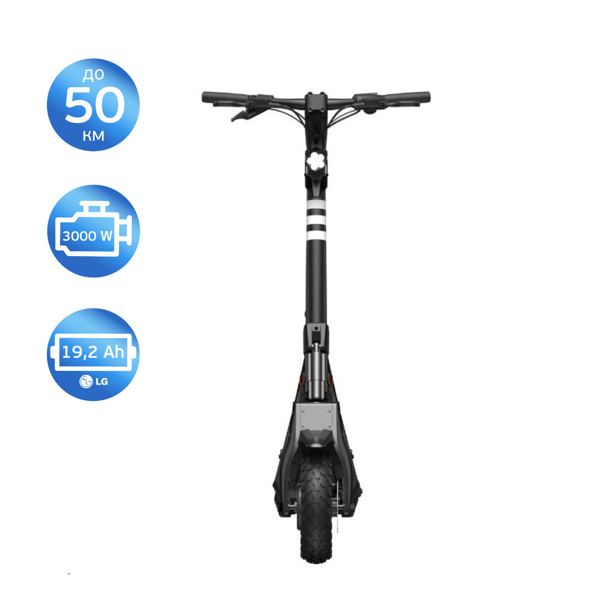 Електросамокат OKAI ES800 Panther Off-Road Black 12", 1500(3000)W, Dual Motor, 19.2Ah, 50km, 60kmh, 35%, NFC, App, 43kg