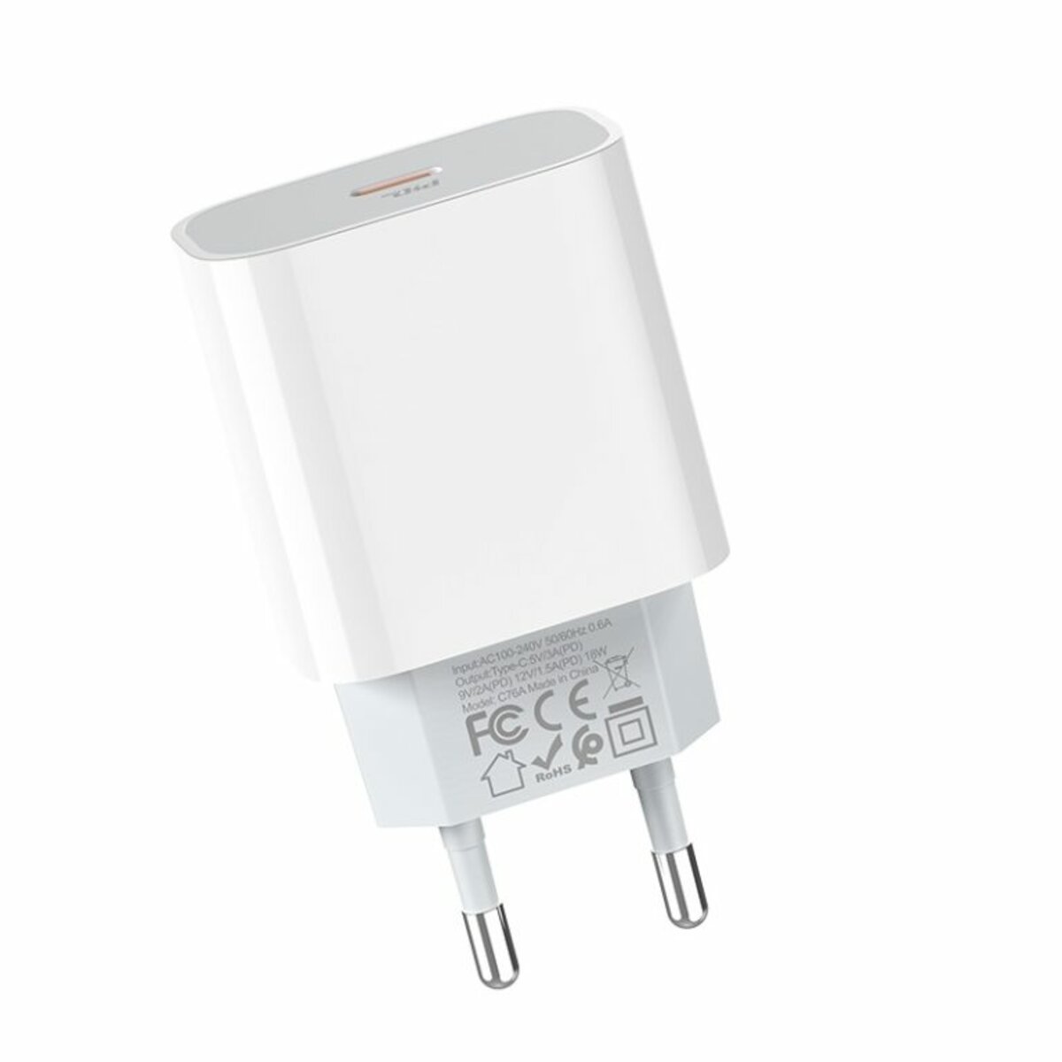 Мережевий зарядний пристрій HOCO C76A Plus Speed source PD20W charger White