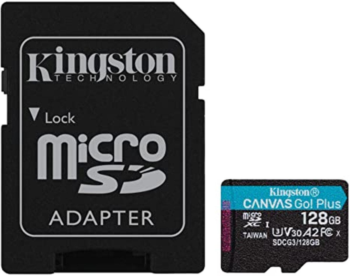 Карта пам'яті microSDXC (UHS-1 U3) Kingston Canvas Go Plus 128Gb class 10 A2 V30 (R170MB/s, W90MB/s) (adapter SD)