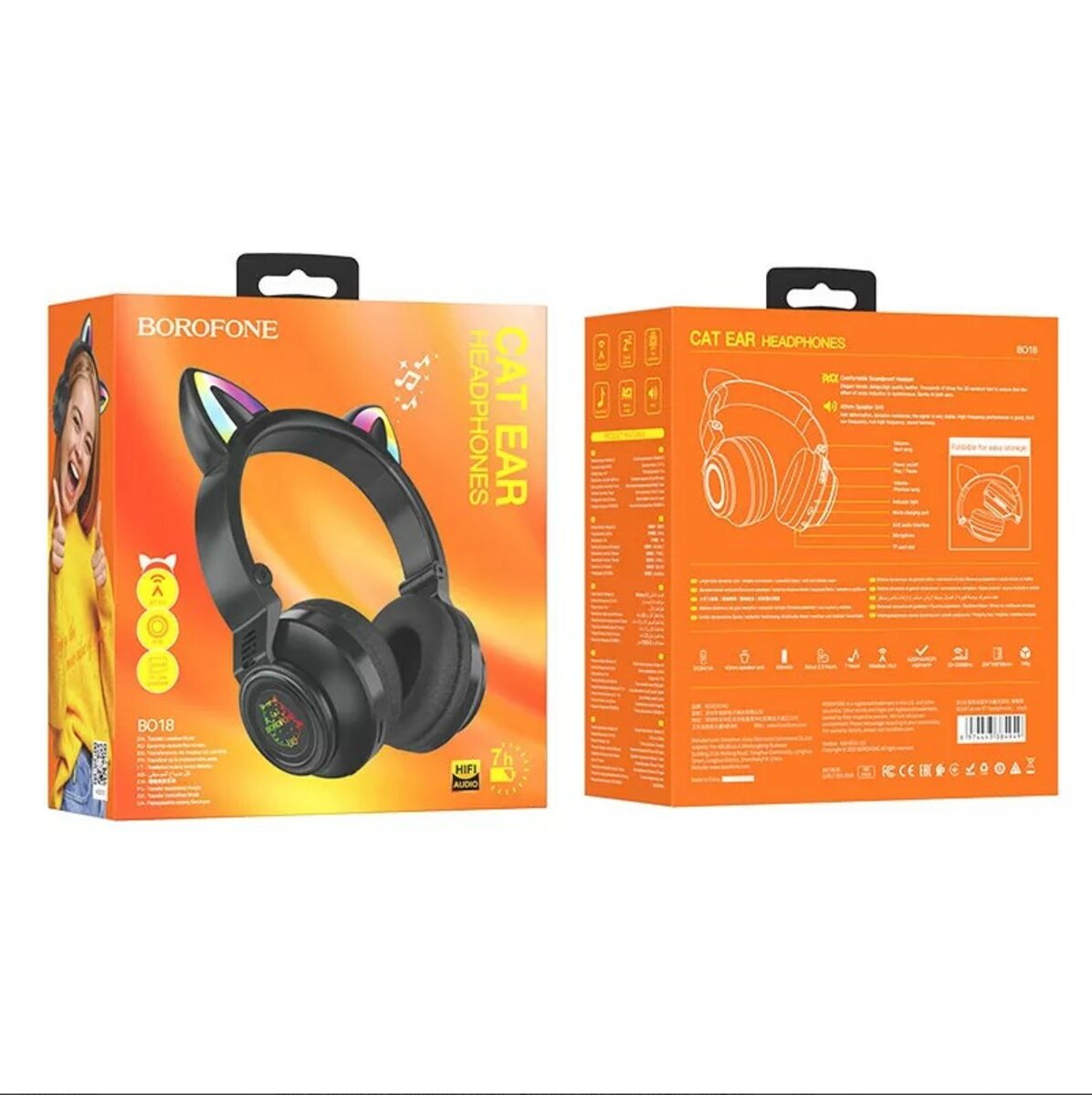 Бездротові навушники BOROFONE BO18 Cat ear BT headphones Black