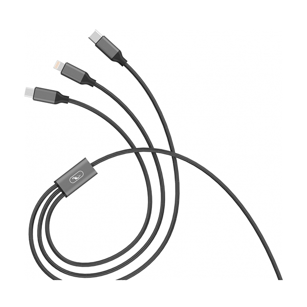 Кабель SkyDolphin S63E 3 in 1 Lightning/Type-C/Micro USB 1.2m Black