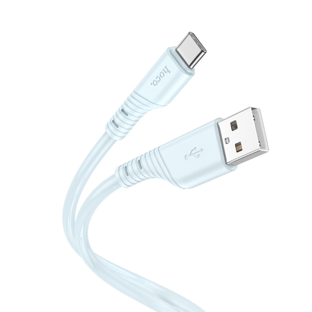 Кабель HOCO X97 Crystal color silicone charging data cable Type-C light blue