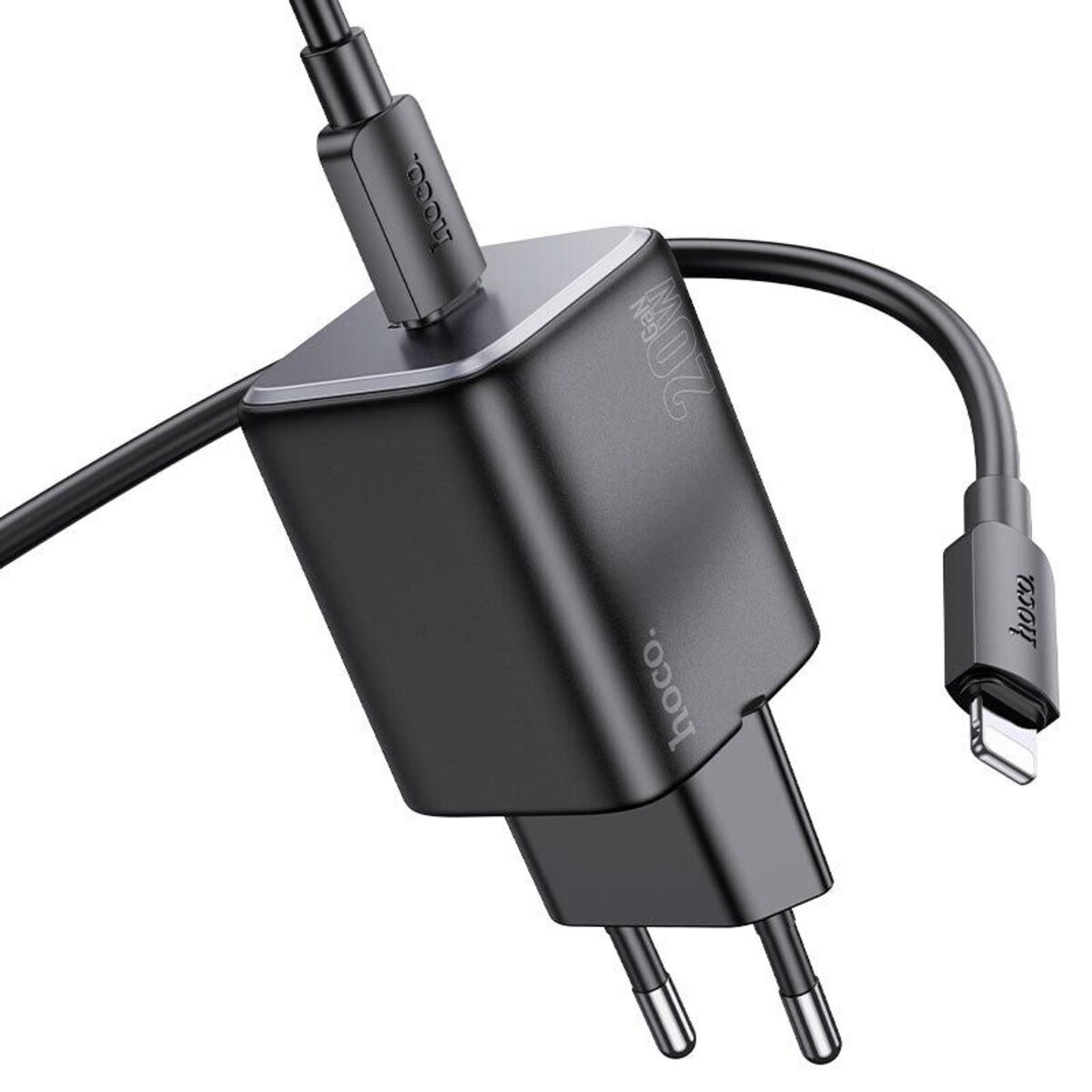 Мережевий зарядний пристрій HOCO N40 Mighty single port PD20W charger set(C to iP) Black