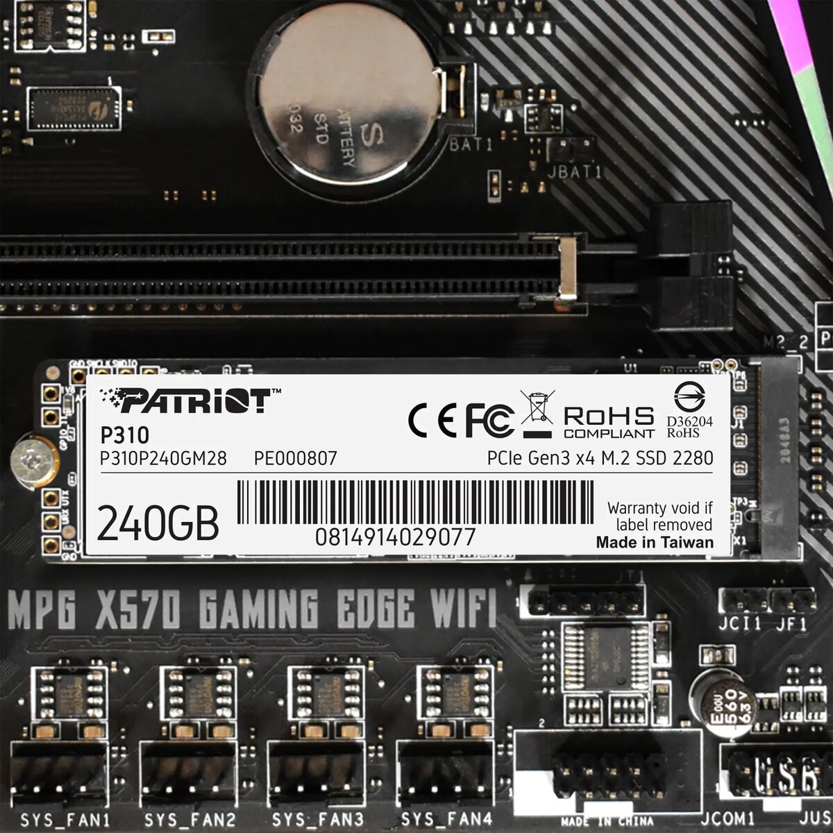 Накопичувач SSD M.2 Patriot P310 240GB NVMe 2280 PCIe 3.0 3D TLC