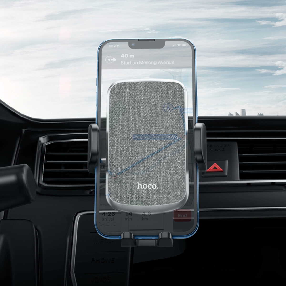 Автотримач для телефона HOCO CA94 Polaris push-type air outlet car holder Black