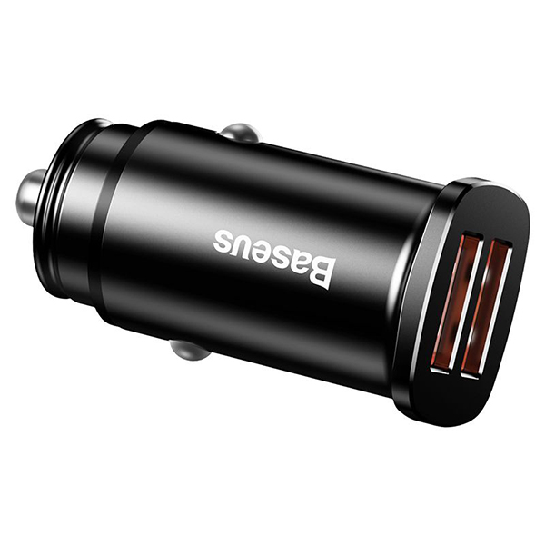 АЗУ Baseus USB Car Charger Square Metal Quick Charger 3.0 2xUSB 30W Black (CCALL-DS01)