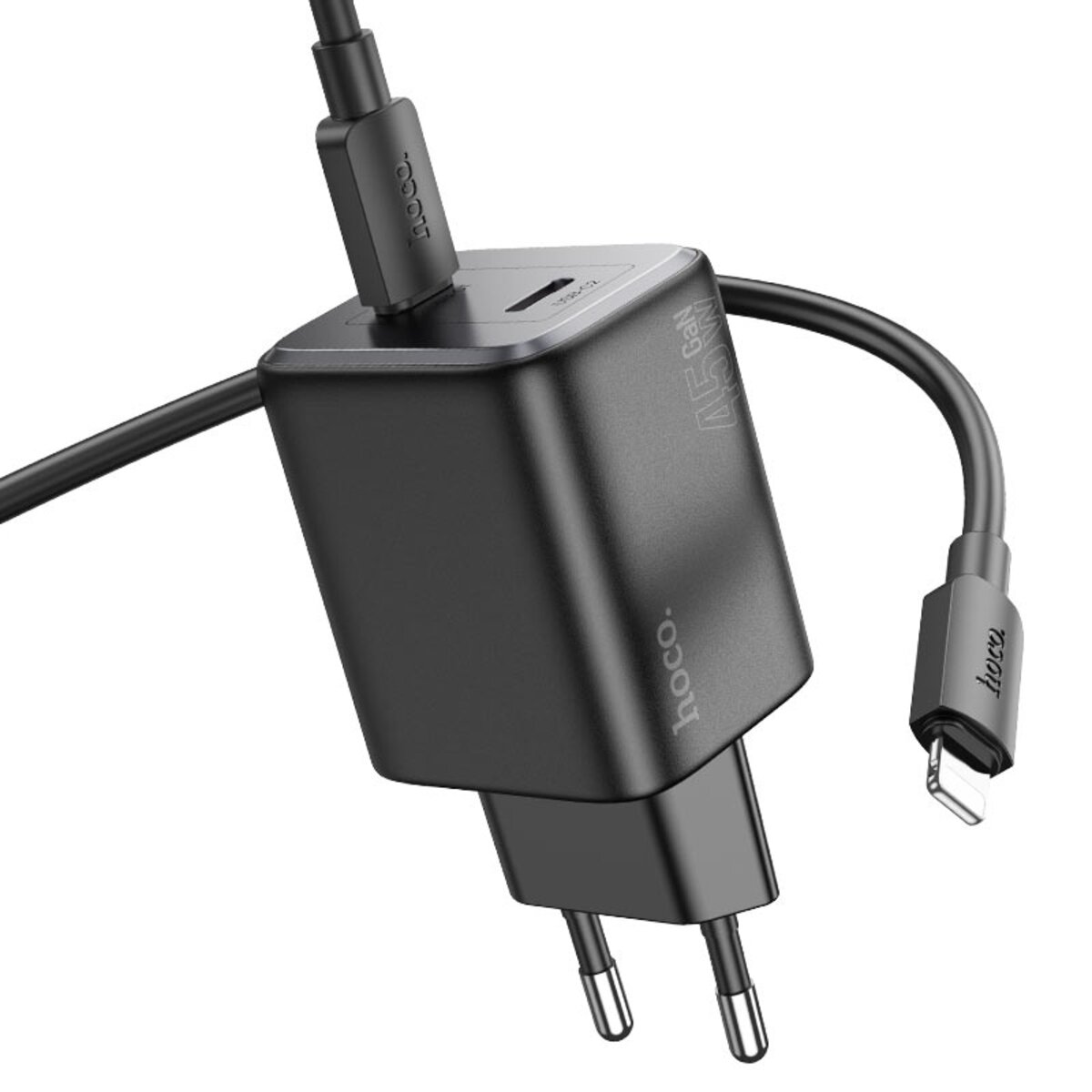 Мережевий зарядний пристрій HOCO N42 Elogiado dual-port PD45W(2C) charger set(C to iP) Black