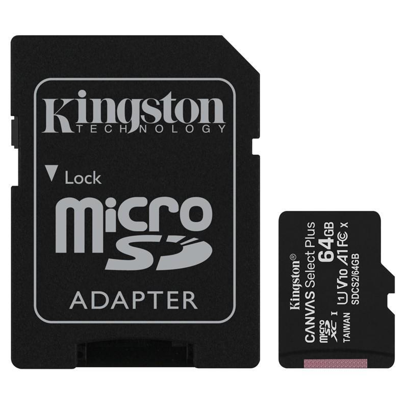 Карта пам'яті microSDXC (UHS-1) Kingston Canvas Select Plus 64Gb class 10 А1 (R-100MB/s) (adapter SD)