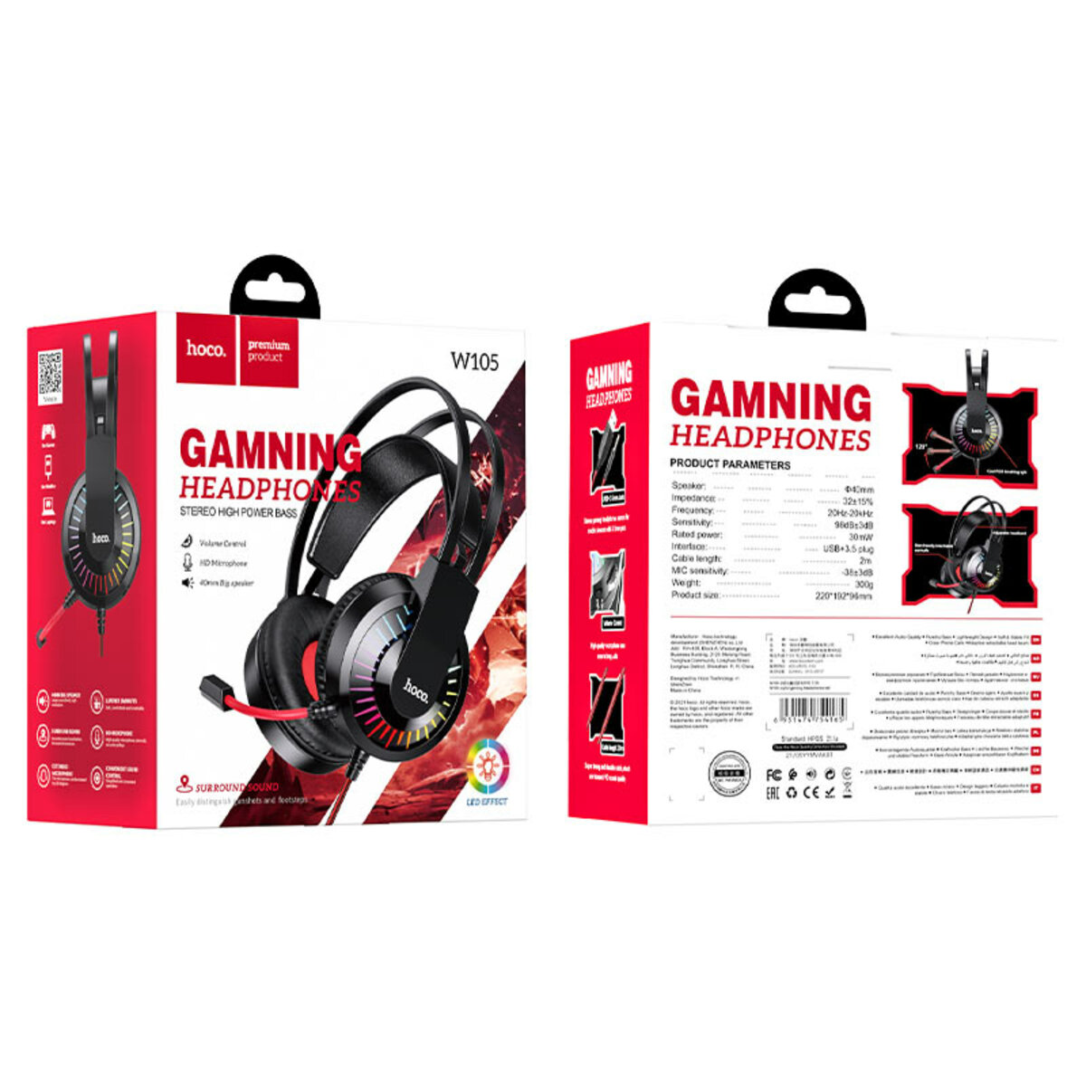 Навушники HOCO W105 Joyful gaming headphones Red