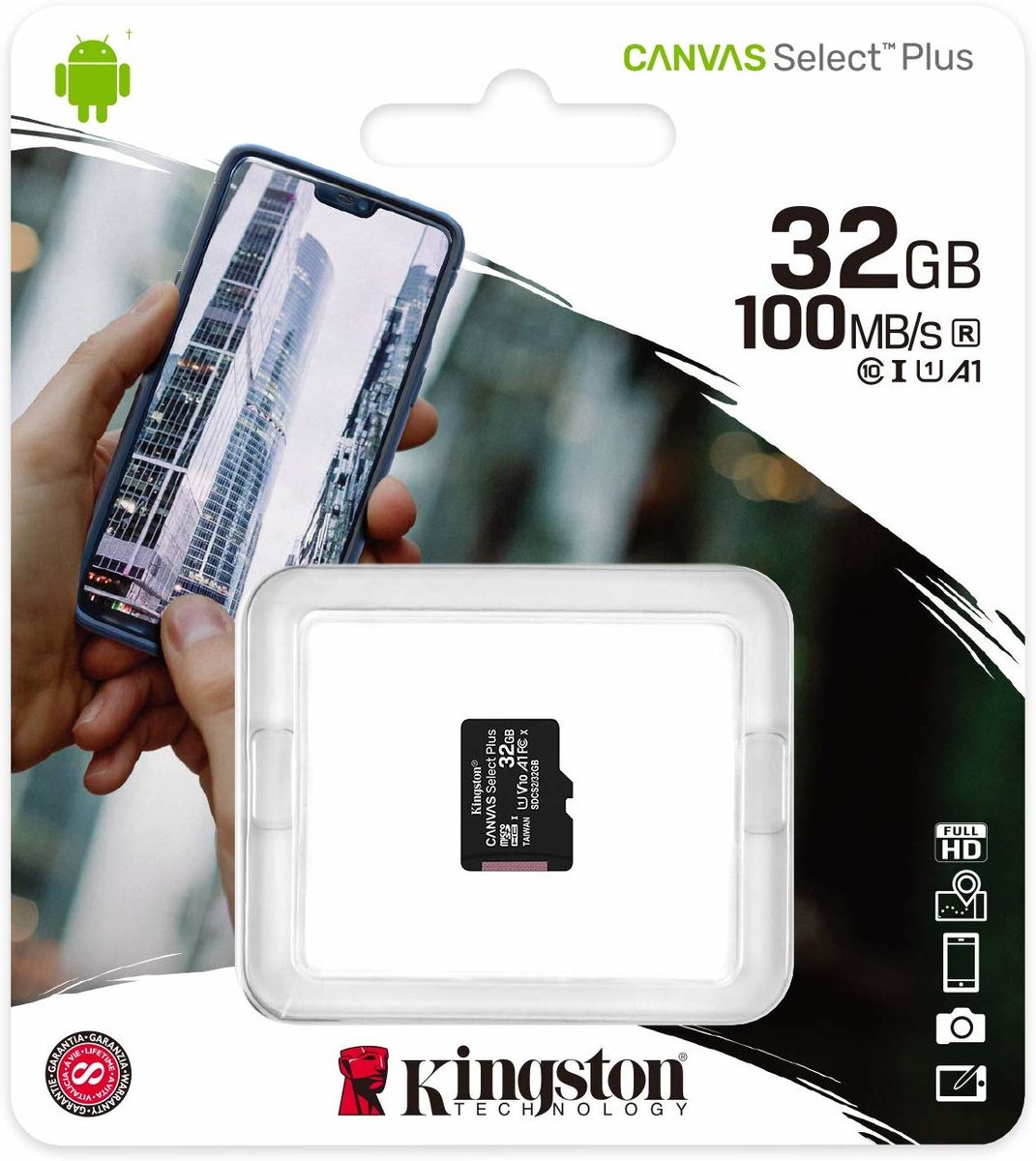 microSDHC (UHS-1) Kingston Canvas Select Plus 32Gb class 10 А1 (R-100MB/s)