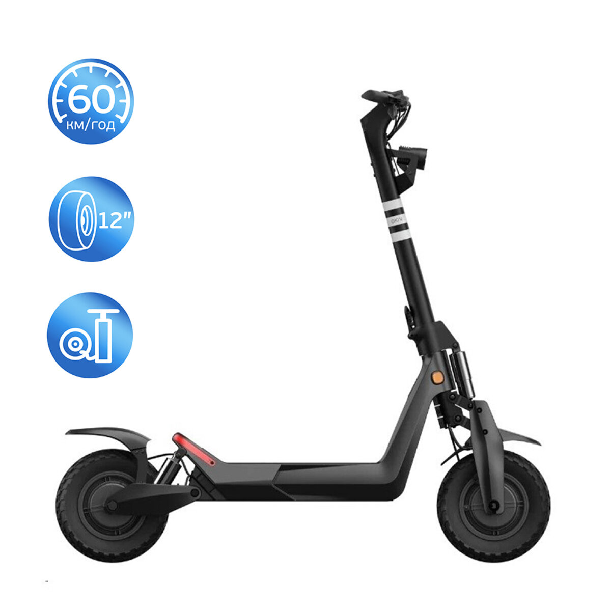 Електросамокат OKAI ES800 Panther Off-Road Black 12", 1500(3000)W, Dual Motor, 19.2Ah, 50km, 60kmh, 35%, NFC, App, 43kg