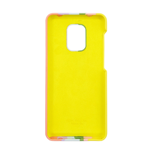 Чехол Silicone Cover Full Rainbow для Xiaomi Redmi Note 9s/Note 9 Pro/Note 9 Pro Max Yellow/Pink