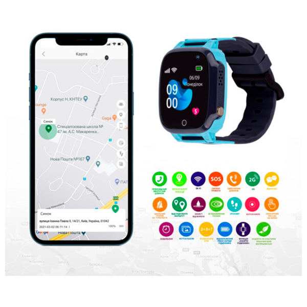 Детские умные часы AmiGo GO008 Milky GPS WiFi Blue