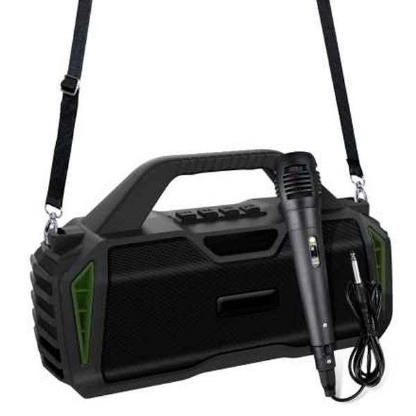 Портативная Bluetooth колонка New Rixing NR6011M + микрофон Black/Green