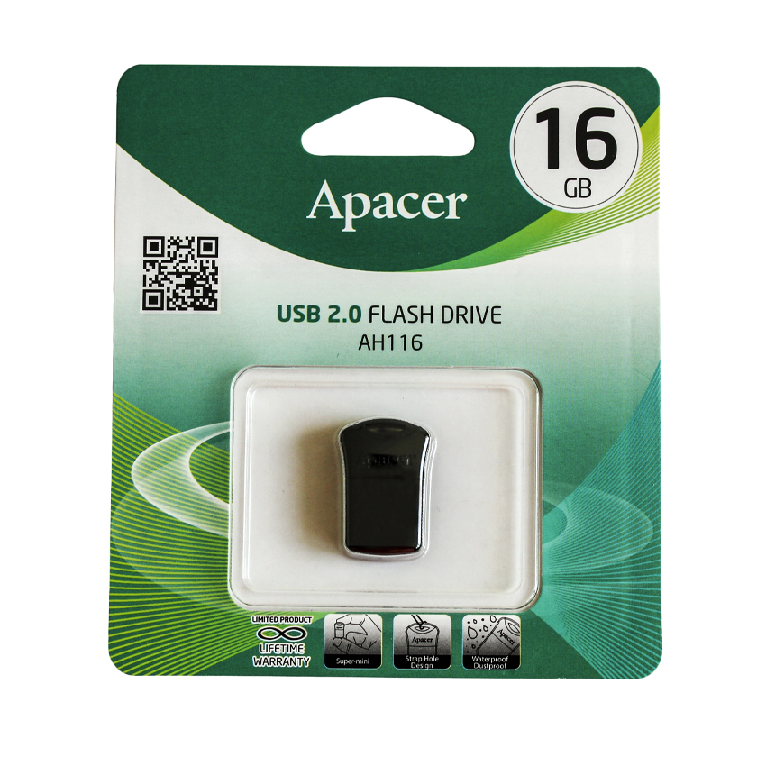 Флешка Apacer 16Gb AH116 Black USB 2.0