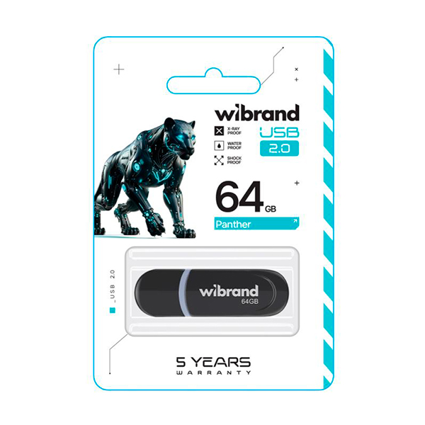 Флешка Wibrand 64GB Panther USB 2.0 Black (WI2.0/PA64P2B)