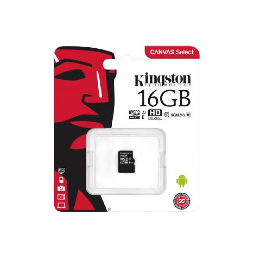 Карта памяти Kingston microSDHC Canvas Select Plus 16GB Class 10 UHS-I A1 Без адаптера