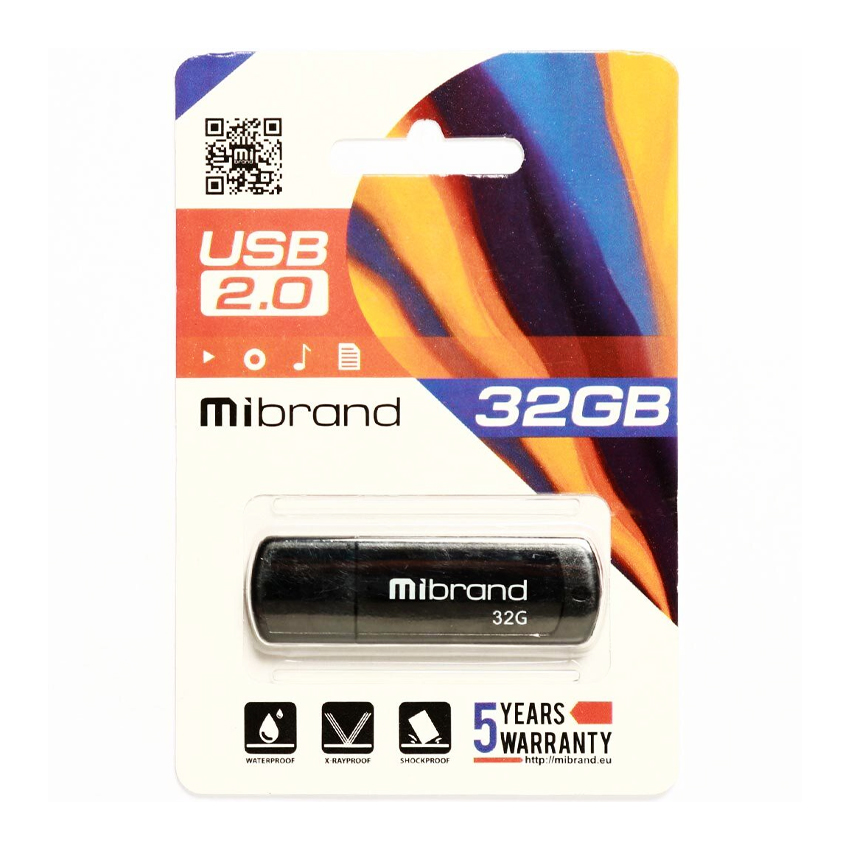 Флешка Mibrand 32GB Grizzly USB 2.0 Black (MI2.0/GR32P3B)