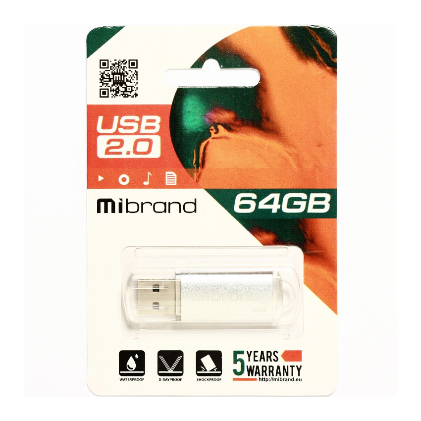 Флешка Mibrand 64GB Cougar USB 2.0 Silver (MI2.0/CU64P1RS)