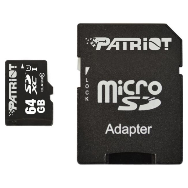 Карта пам'яті PATRIOT 64 GB microSDXC UHS-I + SD adapter PSF64GMCSDXC10