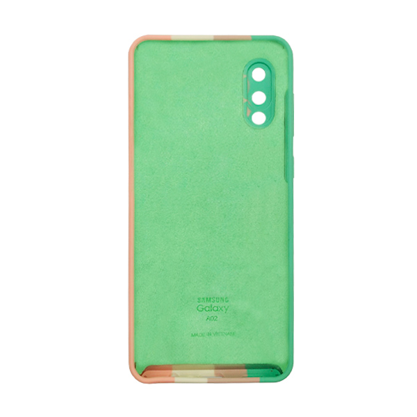 Чохол Silicone Cover Full Rainbow для Samsung A02-2021/A022 Green/Pink with Camera Lens