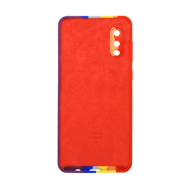 Чохол Silicone Cover Full Rainbow для Samsung  A02-2021/A022 Red/Violet with Camera Lens