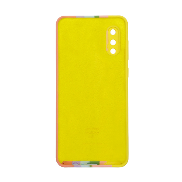 Чохол Silicone Cover Full Rainbow для Samsung A02-2021/A022 Yellow/Pink with Camera Lens