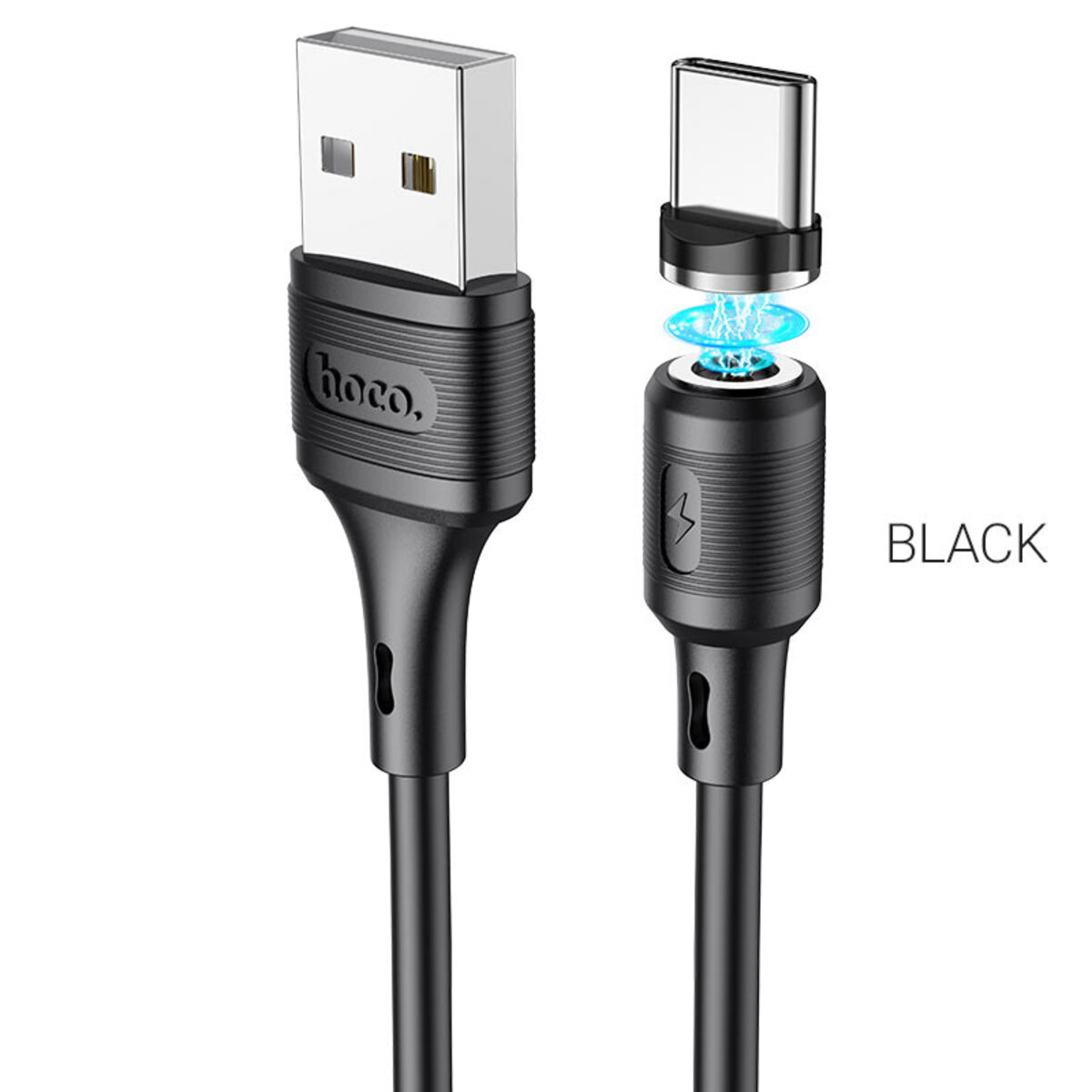 Кабель HOCO X52 USB to Type-C 3A, 1m, PVC, PVC connectors, magnetic, Black