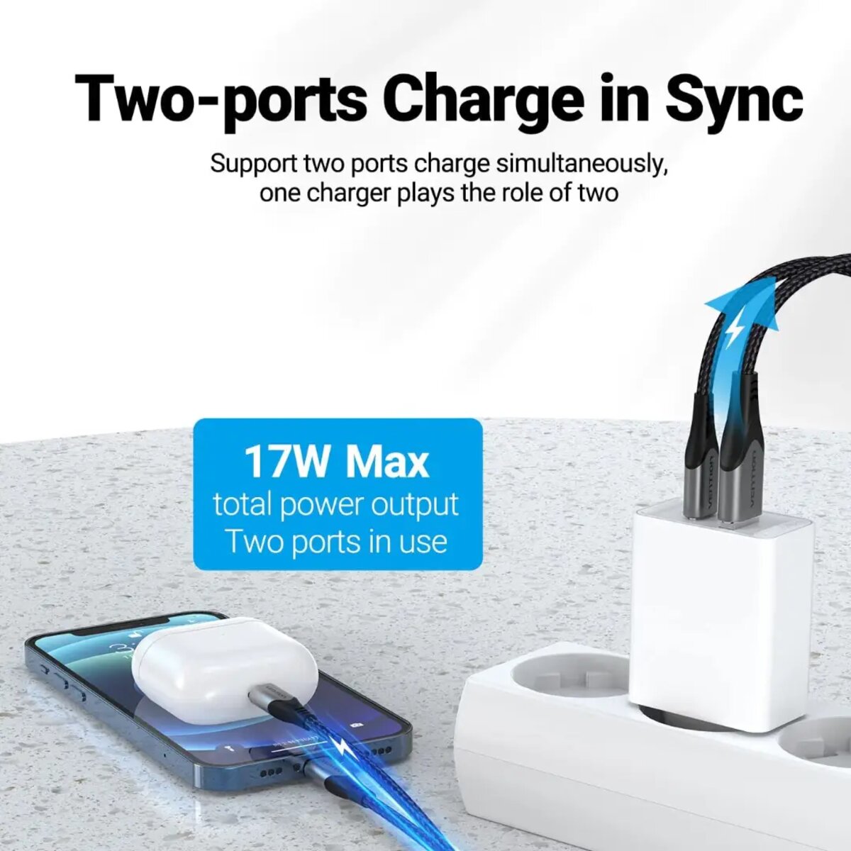 Зарядний пристрій Vention Two-Port USB(A+C) Wall Charger (18W/20W) EU-Plug White (FBBW0-EU)