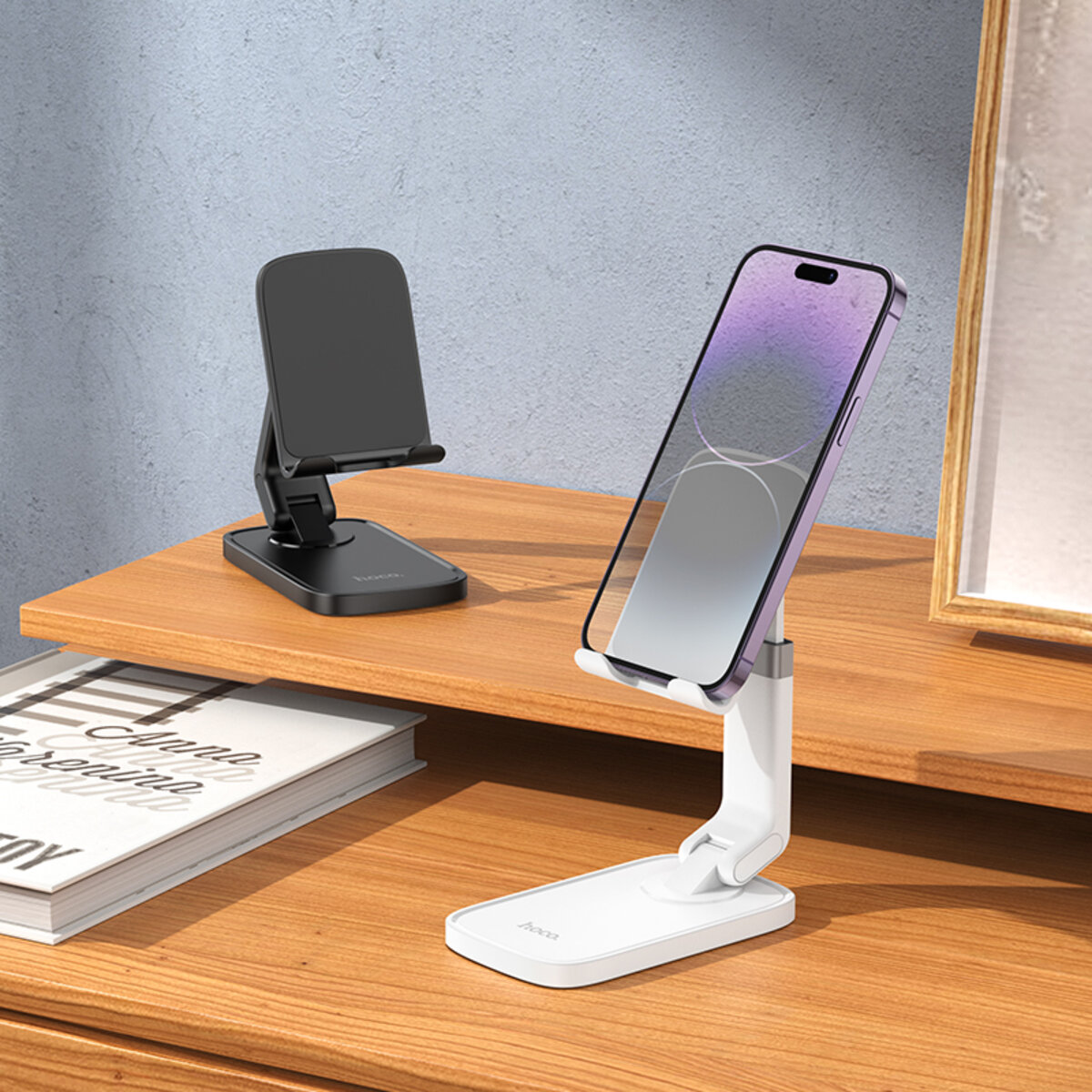 Тримач для мобільного HOCO HD8 Blackfish folding desktop stand White